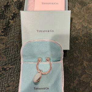 NEW Tiffany & Co. Round tag screwball sterling silver key ring.